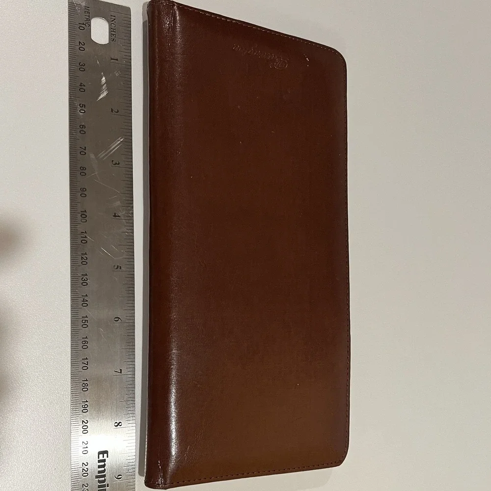 Barrington Brown Leather ID Passport Travel Wallet Pen Ticket Organizer Bifold